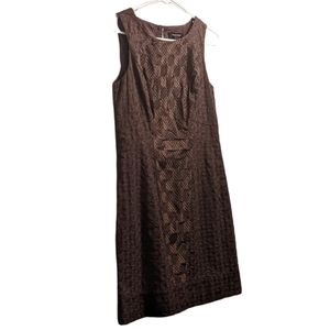 White House Black Market Brown Embroidered Midi Dress 4